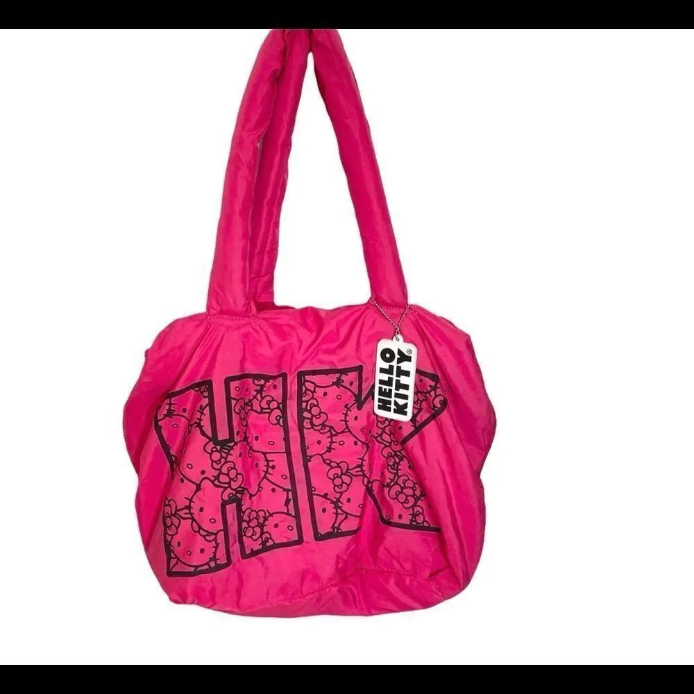 Sanrio Hello Kitty hot pink print nylon weekend travel duffel bag